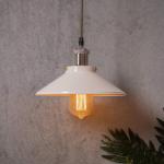 HomesakeSingle White Cone Pendant With Nickel Holder, E27, Modern Nordic Hanging Ceiling Light (Bulb Included)