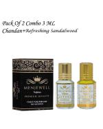 Menjewell Pack Of 2Pc Chandan 3ml, Refreshing Sandalwood 3ml Attar Perfume Floral Attar