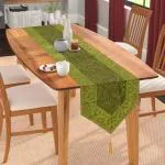 E -Ezra Coffee & Table Runner Cloth for Dining long Runner green 72 inch