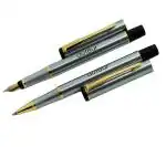 Auteur 801 STEEL Gold Metal Blue Ink Fountain Ink Pen & Roller Ball Pen (Pack Of 2)