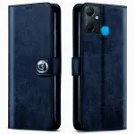 Fastship Infinix Smart 6 Plus Flip Cover | Full Body Protection | Inside Pockets & Stand | Wallet Stylish Button Magnetic Closure Book Cover Leather Flip Case for Infinix Smart 6 Plus - Blue