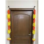 WDecor Marigold Fluffy Flowers Rope/Chain Motif Garlands - Garland (Orange, Yellow) Orange, Yellow Marigold Artificial Flower (36 inch, Pack of 2, Garlands)