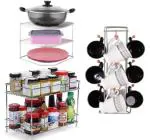 KPT Containers Kitchen Rack Steel Presents A Combo Pack Of Stainless Steel {Corner Rack+Spice Rack+Cup Stand}