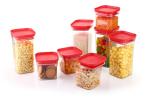 YouBee Unbreakable Air Tight Kitchen Storage Container for Rice | Dal | Atta, BPA-Free, Flour | Cereals | Snacks | Stackable | Modular, Set 8 (1100 Ml - 4 Pieces & 600 Ml - 4 Pieces) (Red)