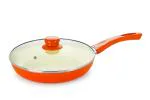 Nirlon Orange Aluminium Ceramic Coated Non-Stick Induction Base Frying Pan with Lid 1.5 L