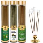 The Aroma Factory Organic Incense Sticks (Patchouli, Gugal Kapoor & citronella) Charcoal Free | Non Toxic | 100% Herbal Pooja Agarbatti | Natural Aromatic Fragrance, 3 Bottle x 100g