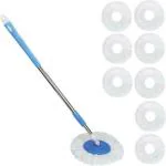 JAINSTAR Mop 360 Cleaning Stainless Steel Spin Mop Extendable Handle Mop Rod Stick with 7 Refill