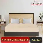 Mattress Protector Terry Cotton Ultra Soft Waterproof Bed Protector for Single Bed mattress protector cover 75 x 48 inch , Beige