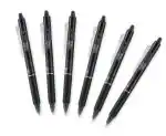 Pilot Frixion Clicker Erasable Roller Ball Pen | Tip Size - 0.7 MM | Retractable Pen With Dimpled Grip and In-built Eraser | Ink Colour - Black | Pack of 6