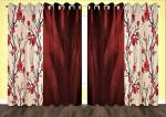 Sehbhagi Smartbuy Red, White Polyester Printed Semi Transparent Long Door Curtain, 9 Ft (Pack Of 4)