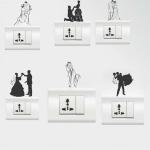 LANSTICK Multicolor Wedding Coupels Swtichboard Self Adhesive Wall Sticker