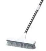 RICH OLIVE 2 in 1 Bathroom Cleaning Brush with Wiper and Long Handle White Scrubbing Tiles and Floor Brush Efficient Cleaning for Wall, Kitchen, Bathroom (Pack of 1, Stainless Steel )