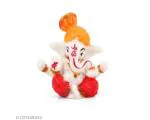 A1 EssAncial Marble Car Ganesha Idols for Dashboard. Small Pagdi (Turban) Ganesh Ji Moorti Idol/Ganpati Statue for Car, Home, Mandir, Pooja, Office. (2.2- x 2.2 Inches - Orange/Red)
