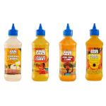 Bomb Sauce Combo of Cracker Curry, Cream & Onion & Peri-Peri Lime & Honey Mustard Dressing & Dip Sauces (Pack of 4 x 310 g)