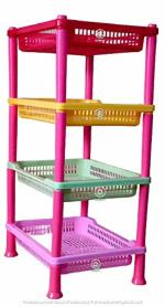 Korbox Multi Purpose Multicolor Plastic 4 Tier Rack Shelves