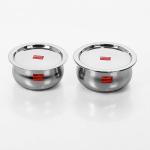 Sumeet Silver Stainless Steel Cookware Set With Lid (Pack Of 2)