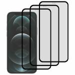 Kite Digital iPhone 12/iPhone 12 Pro Matte Finish (Black) Tempered Glass Screen Protector with Edge to Edge Coverage - Easy Installation Kit (Pack of 3)