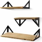 Retailmonk Black Triangle Steel 6 Wall Angle Brackets & 3 Shelves with Screws