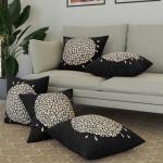 Kuber Industries Cushion Cover | Sofa Cushion Covers | Square Cushion Covers | Velvet Cushion Covers | Gold Print Couch Cushion Covers | Set of 5 | 16 Inch | Black