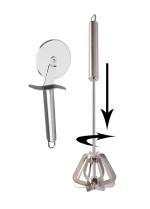 Blue Wonder Stainless Steel SS Pizza Cutter With Stainless Steel Churner ,Steel Hand Blander and (Multicolour, Pack of 2)