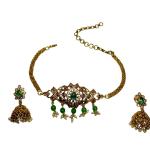 SAG JEWELLERY Traditional Choker matte finish necklace Jewellery Set,Gold-plated necklace and earrings for women and girls Pack Of 2