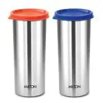 MILTON Stainless Steel Tumbler with Lid Set of 2, 530 ml Each, Assorted (Lid Color May Vary) | Office | Gym | Yoga | Home | Kitchen | Hiking | Treking | Travel Tumbler