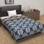 Divine Casa 120 GSM Polyester Reversible Lightweight Printed Single Bed AC Dohar Blanket Quilt - Blue and Brown AL-1401-SD