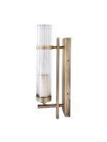 Rectangular Wall Sconce in Antique Brass Finish with Fluted Glass Tube