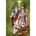 PnF Paper Art Print Of Bhole Nath Family Unframed Wall Poster, 12 X 18 Inch