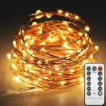 XERGY 33ft Long 100 LED Silver Wire Fairy String Lights 8 Modes ,String Lights USB Powered-Warmwhite
