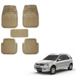 Oshotto Anti Skid Rubber Car Tray Foot Mat Compatible with Mahindra VERITO/VERITO Vibe (Set of 5, Beige)