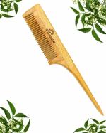 WITSOUL Neem Wood Tail and Beared Comb Anti-Dandruff Comb For Men And Women Brown (SET OF 2)