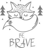 Lanstick Vinyl Black Fox Be Brave Image Self Adhesive Wall Sticker24 inch
