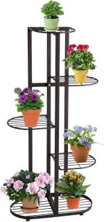 OKASHA Iron Plant Stand/Plant Stand for Balcony/Flower Pot Stand/Pot Stand for Outdoor Plants/Planter Stand/6 Pot Holder BLACK