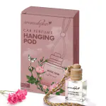 Aromahpure Premium Car Perfume Hanging Pod |10 ML |Rose Fragrance Car Air Freshener |Natural Essential Fragrance Oils in Glass Bottle with Wooden Diffuser Lid |Long Lasting upto 60 days