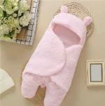 CLOTERI Solid Single Hooded Baby Wrapper Blankets for New Born Baby Pink