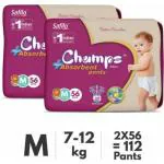 Champs Baby Diaper High Absorbent Pants- Medium Size (56 Pcs) (Pack of 2)
