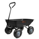 VOLTZ VZ-VTC-2147 Trolley Truck Poly Dump Cart, Multi-Purpose Garden Wagon with Steel Frame 4 cu Tyres 120 KG Capacity, Black
