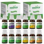 Essancia - Naturally In Every Drop Tea Tree, Lavender, Orange, Lemon, Peppermint, Eucalyptus, Rosemary, Citronella, Cinnamon, Frankincense Essential And Carrier Oils, 15 Ml Each (Combo Of 12)