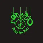 DreamKraft Green Graphic Print Vinyl Glow In Dark Poster Happy New Year Radium Sticker 24x29 cm