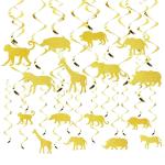 Festiko 12 Pcs Glitter Jungle Safari Zoo Animal Party Decorations Jungle Animals Hanging Swirls, Jungle Forest Theme Party Decorations, Jungle Safari Theme Birthday Party Supplies