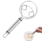 MOLTERA Stainless Steel Atta Kneader Dough Maker - Multi-Purpose Food Processor for Roti Atta, Bread, Cake, Pastry, and Pizza Dough | Manual Flour Mixer and Egg Beater for Kitchen Use (pack of 1)