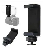 Tech Gear phone clip holder + hot shoe adapter mount screw for camera mobile holder (black)
