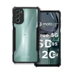 Casotec Shockproof Crystal Clear Back Case Cover for Motorola Moto G62 5G | 360 Degree Protection TPU+PC | Air Cushion Design | Transparent Back Case for Motorola Moto G62 5G (Black Bumper)