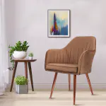 Vergo Plush Dining Chair Velvet Upholstery with Cushion Seat (Light Brown)