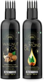 Desi Crew Walnut and Almond Hair Oil Cold Pressed for Skin, Body and Hair Care 100 ml Each