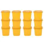 Cutting EDGE Snap Tight Eco Plastic Container Set for Pickle, Sauces, Spices, Dry Fruits, Travelling, 12-Pieces (250 ML, Yellow)