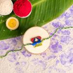 LOOK AND ADORN Designer Hand painted Red Blue Sunglass mustache Bhai Rakhi with Roli Chawal