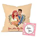 The Purple Tree Valentines Day Gift Set of Cushion and Card (1 Cushion , 1 Card ) Gift for Husband , Boyfriend, Wife , Girlfriend , Valentine Gift, Valentine's Day