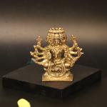 ARTVARKO Decorative Soild Brass Gayatri Devi Sitting on Lotus (7 x 3 cm)